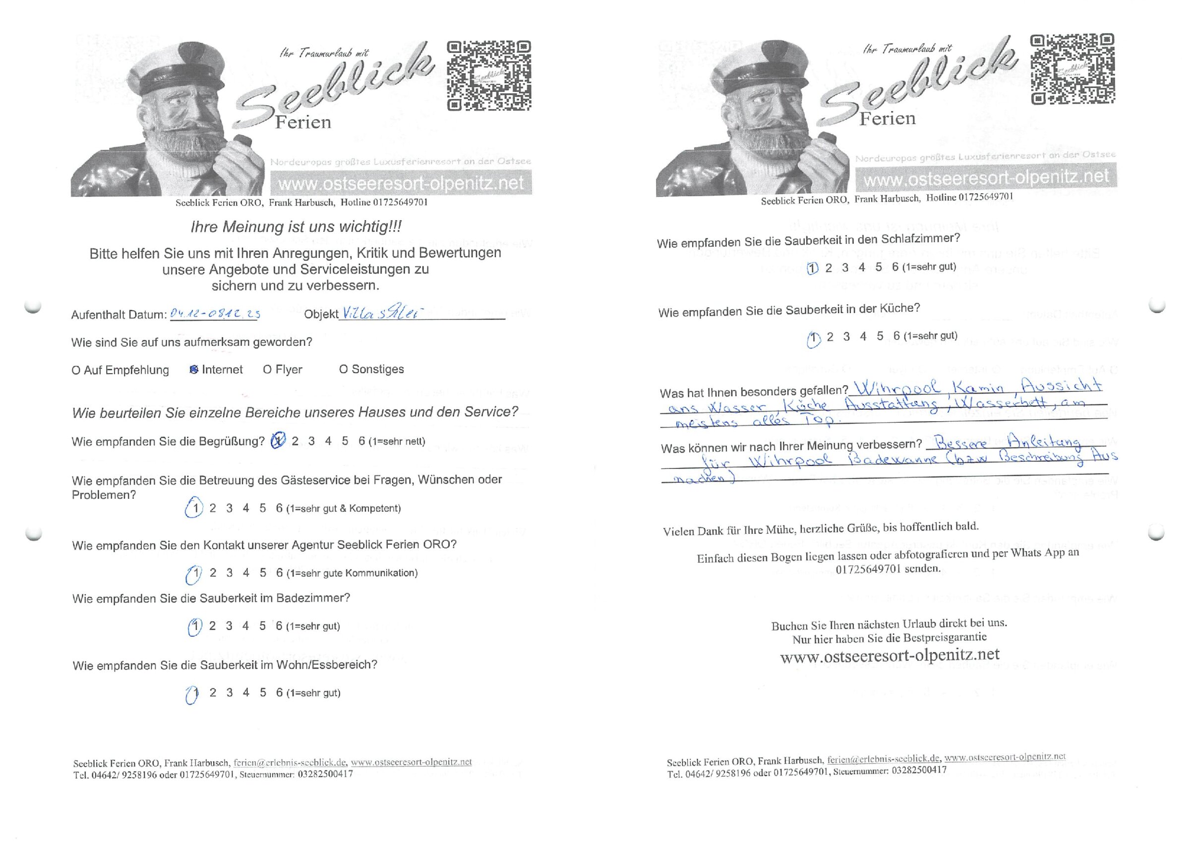 Gästefeedback vom 04.12.2023 - 08.12.2023